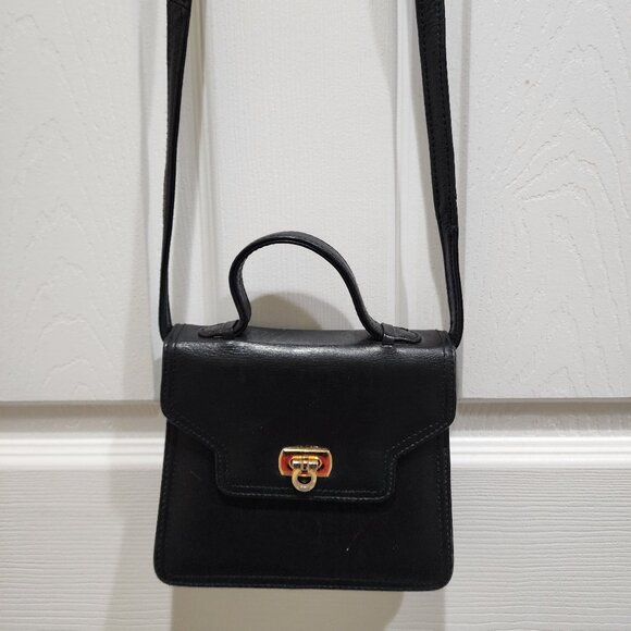 Vintage Picard Black Leather Handbag with Gold-Tone Closure - Made in Germany - Picture 2 of 14